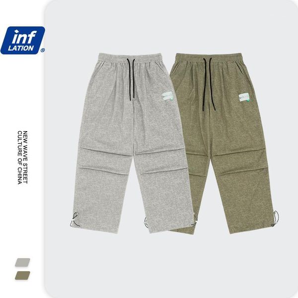 

inflation men elastic waist loose fit casual pant men streetwear 2020 fw new arrivals hip hop trousers male joggers 3267w201, Black