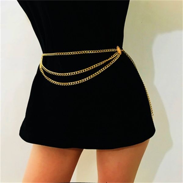 

chain narrow gold hip metal high waist chunky fringes retro girdle belly chains belt for women girls dhl free, Black;brown