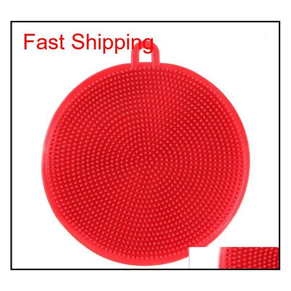 

sile dishwashing brush round brush scrubber dish washing multi-function fruit vegetable scouring pads kitchen qyljua mj_bag