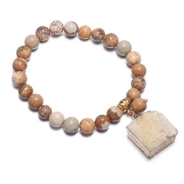 

picture stone round beads bracelets with agates pendants bracelets for diy jewelry necklace bracelet accessories 20x20mm, Golden;silver