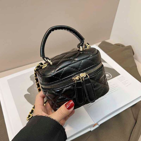 

fashion luxury ladies makeup bags solid color versatile double zipper handbags designer plaid casual chain messenger shoulder bag cosmetic b