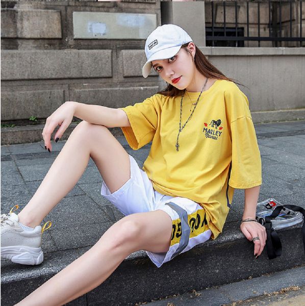 

new hip-hop fashion suit women's clothes 2021 will see age reduction style short sleeve shorts casual sports set of two pieces vodc, White