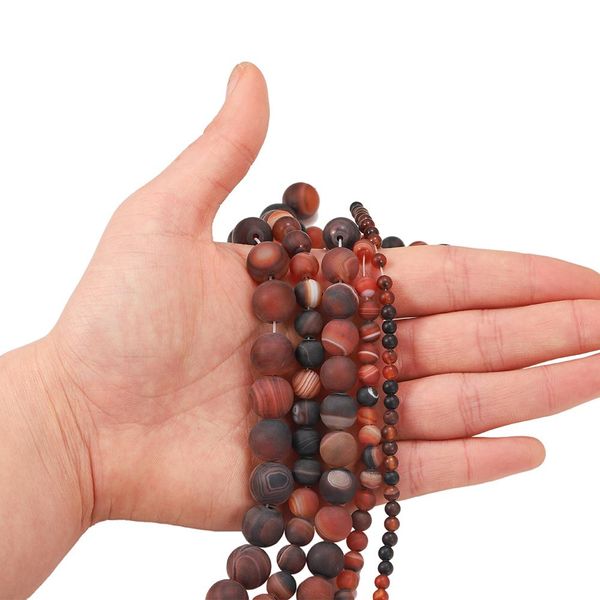 

1strand lot 4 6 8 10 12mm coffeematt natural stone stripe agates round loose beads for diy bracelet jewelry makings supplies h bbyagp