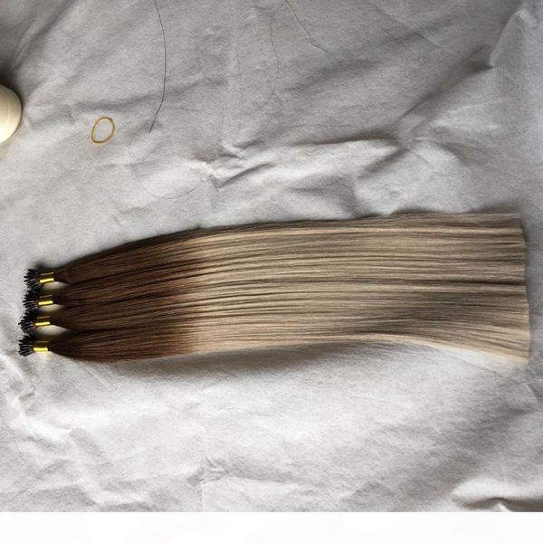 

double drawn straight hair ombre 8 18 nano ring hair extensions 0.8g strand 200strands lot 160grams, Black