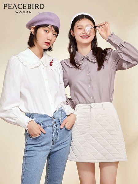 

taipingniao baby collar female dign small crowd 2020 autumn new personalized fashion leisure long sleeve shirt, White