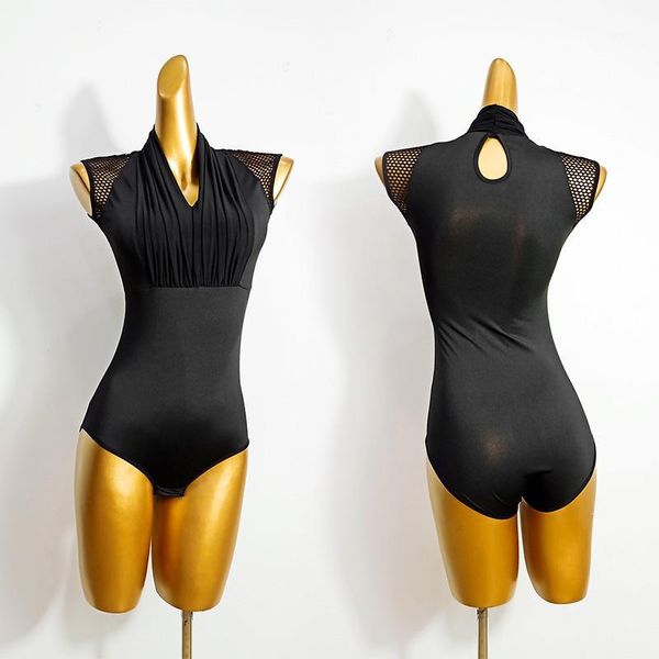 

latin dance adults sleeveless bodysuit women latin dancing wear rumba cha cha samba tango salsa practice clothes dn60041, Black;red