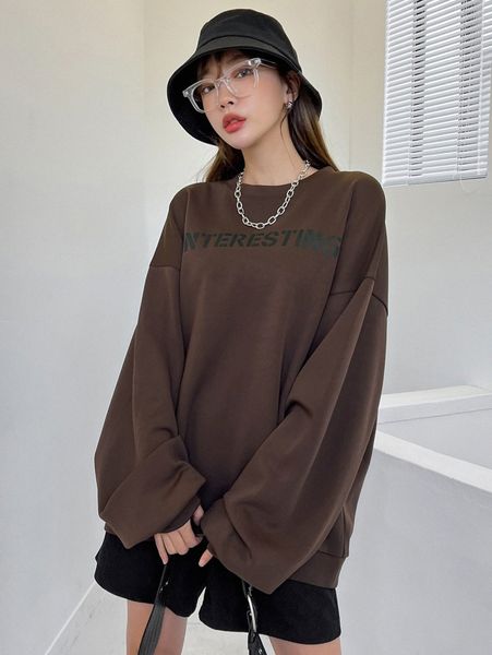 

dazy letter graphic drop shoulder pullover u3r7#, White;black