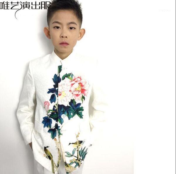 

children's festival clothes men white suits designs stage costumes singers jacket men blazer campus star style stand collar1, White;black