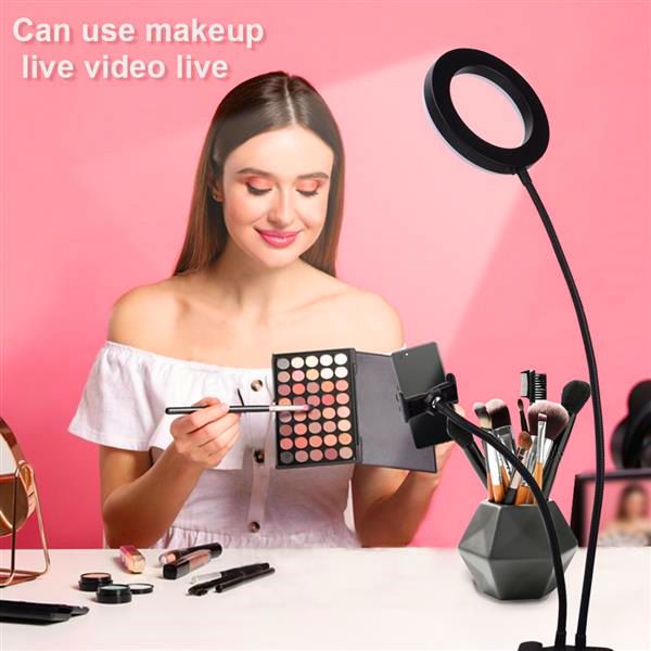 

6 inch live fill lights deskclip light white light usb connection dimmable selfie ring light with phone holder