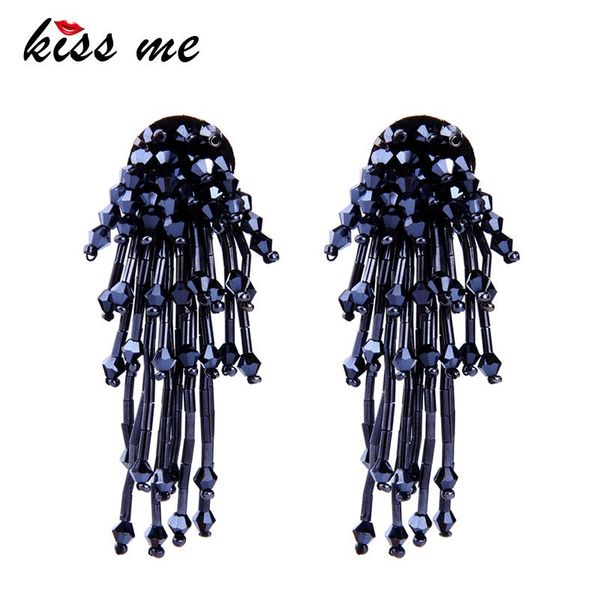 

kiss me 3 colors acrylic beads earrings new unique women party long drop earrings fashion brand jewelry, Silver