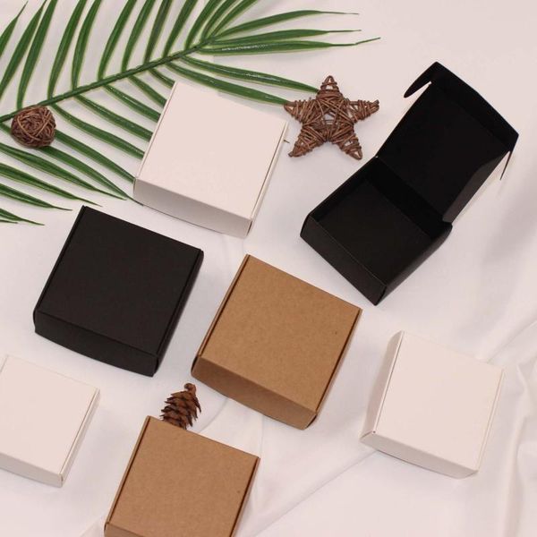 

50 100pcs white brown kraft paper gift packaging boxkraft cardboard handmade soap candy boxpersonalized craft paper gift box h jllplx