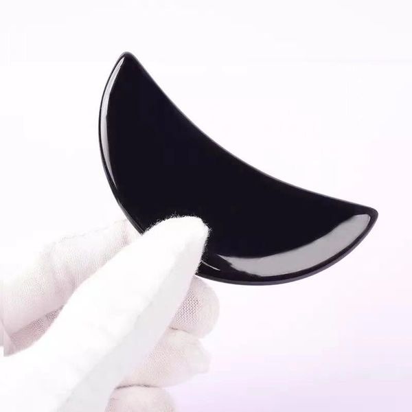 

gua sha massage tool beauty moon shape natural black obsidian guasha board massage face body neck spa scraping skin detox healing massager