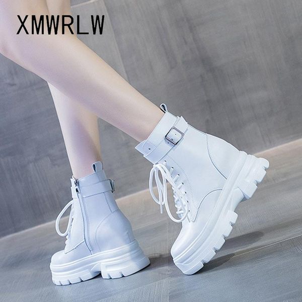 

boots xmwrlw women genuine leather ankle autumn winter shoes high heels wedges for fashion shoe, Black