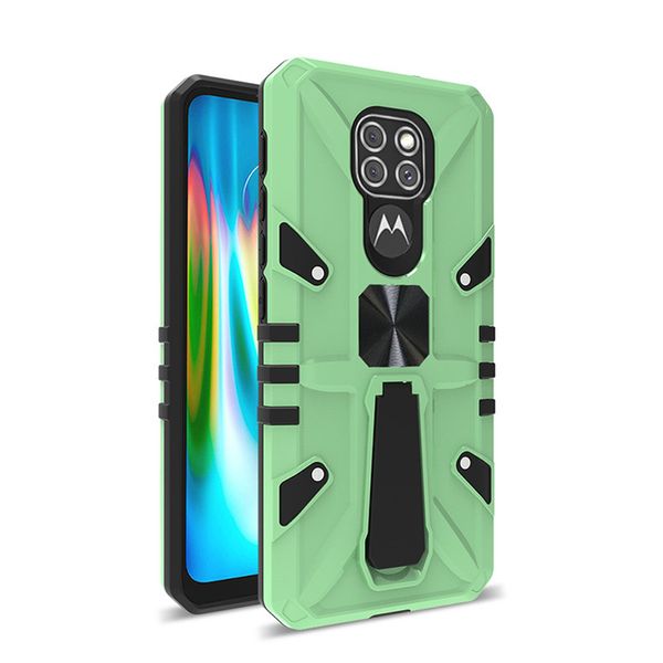 Для Motorola Moto G9 Play Case Conse Bracket Функция Магнит Автомобиль Сотовый Телефон Четыре Углы Анти-Осенью и Анти-Лосовая Мобильная Назад Back Cover B