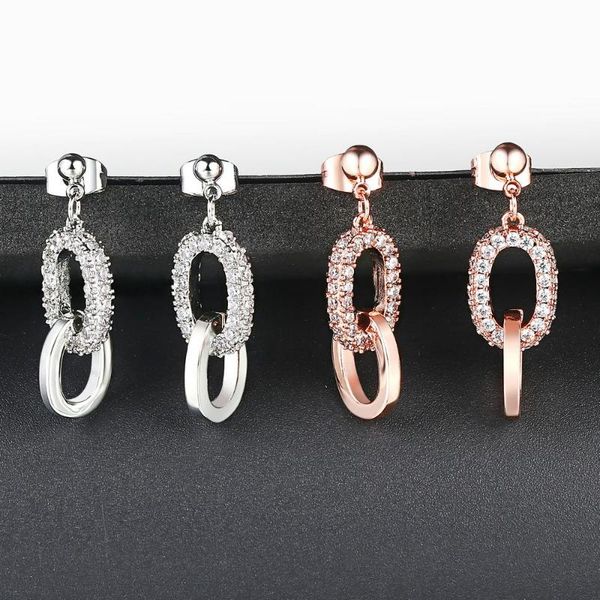 

zhouyang women's drop earrings fashion white gold color earring genuine austrian crystal wholesale jewelry zye130, Silver