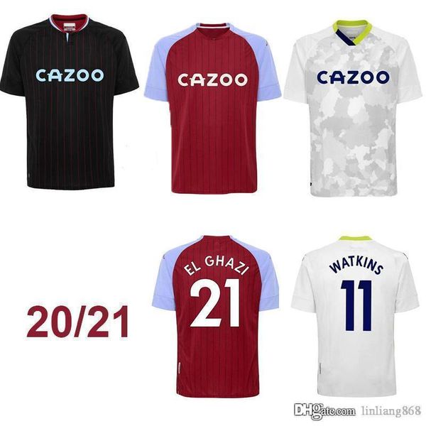 

новые 20 21 aston villa men soccer jerseys wesley grealish kodja 2020 2021 el ghazi chester mcginn jugador футбольные рубашки, Black