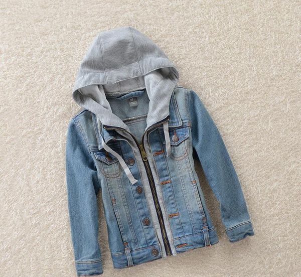 

jackets 2021 children spring autumn and coats kids baby boys girls denim hooded child casual for 1-8 years1, Blue;gray