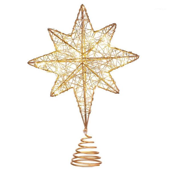 Weihnachtsdekorationen, 1 Stück, warmes Licht, LED-Baumspitze, Stern für Party, Büro, Zuhause, Einkaufszentrum1