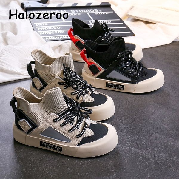 

autumn kids sport sneakers baby girls mesh casual sneakers children slip on chunky sneakers boys black brand sock shoes trainers y201009, Black;red