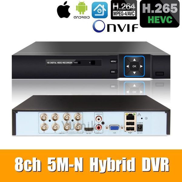 

kits 6 in 1 8ch*5m-n/4m-n ahd dvr surveillance security cctv video recorder 1080n hybrid for analog cvi tvi ip cameras xmeye1, Black;white