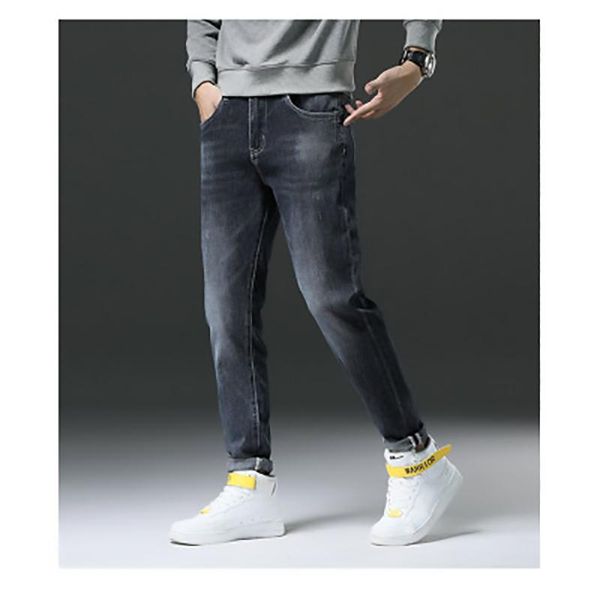 

men's jeans full length fashion pants denim midweight spring autumn trousers, Blue