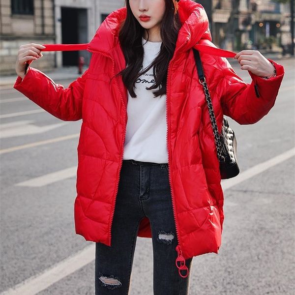 

new loose-fitting and thickened thermal down jacket for women's fashion street style white duck down 201214, Black