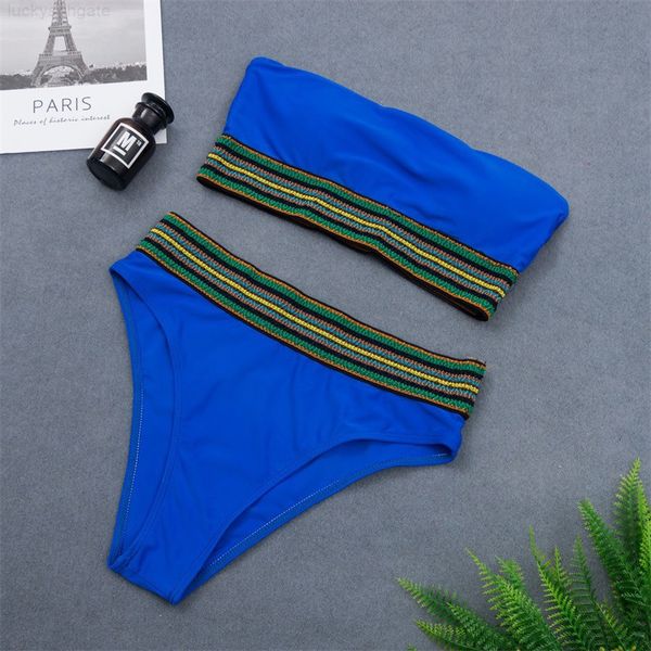 

striped off shoulder female swimsuit women 2020 swimwear two-pieces bikini set high waist bather bathing suit swim, White;black