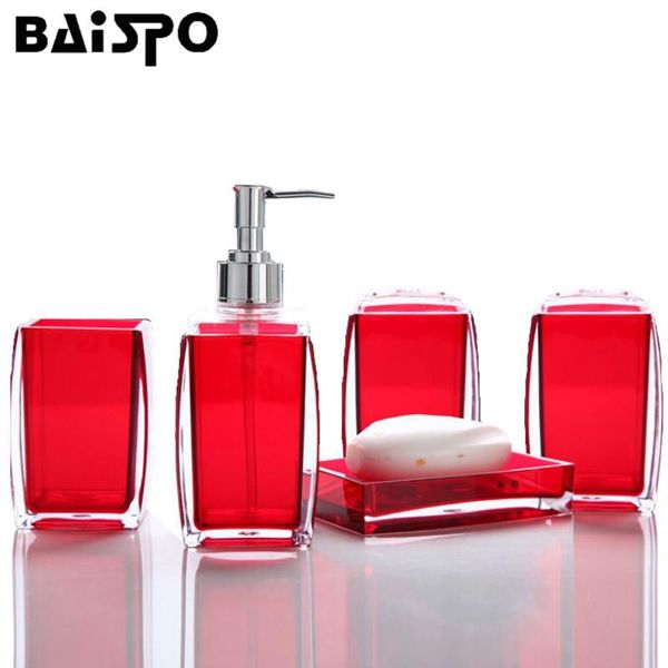 

bath accessory set baispo accessories wash gargle suit bathroom products plain acrylic shampoo storage 5pcs sets