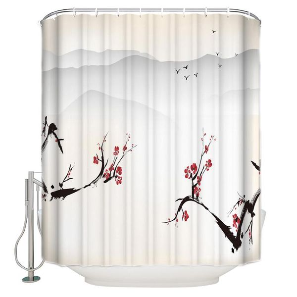 

shower curtain waterproof polyester fabric shower curtain painting chinese