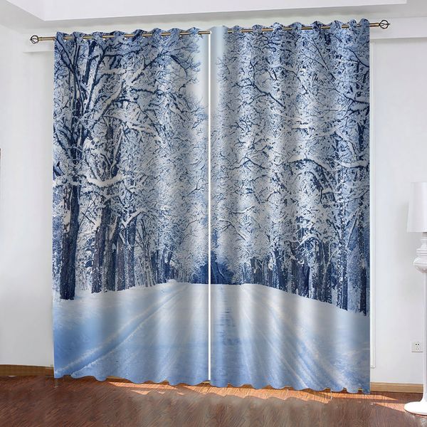 

modern home decoration blackout 3d curtain white snow forest curtains 3d stereoscopic curtains