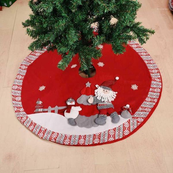 

new year gift merry christmas skirt for tree round mat under the tree plaid decor navidad decoraciones para el hogar1