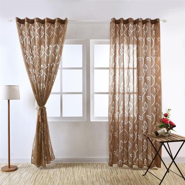 

leaves bubble pattern sheer window curtain decorative voile tulle gauze curtain 3 size1