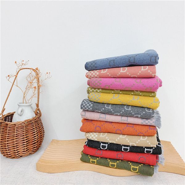 

winter thermal cashmere scarf for boys and grils children letter styles long 150x30cm comfortable wearing spring wram, Blue;gray
