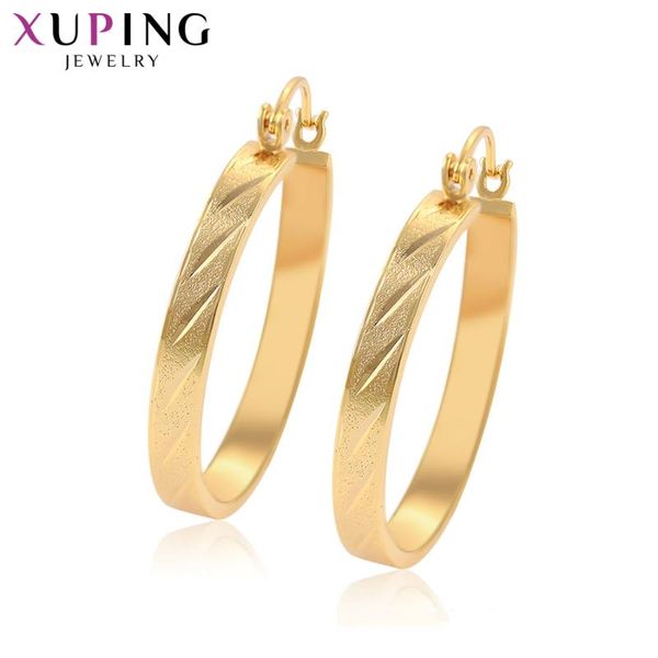 

xuping jewelry simple pure gold-color plated hoops earrings with environmental copper for women colorful gifts 99707, Golden;silver
