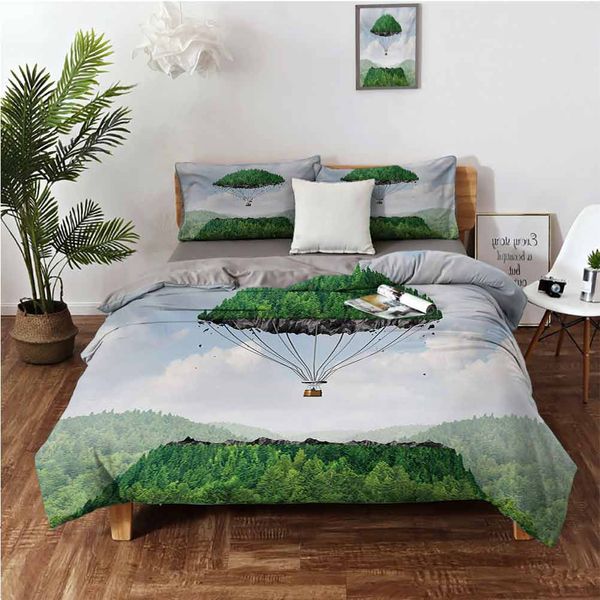 

detached of mountain floating up to sky as a air balloon imaginative artworkbedding 3-piece set
