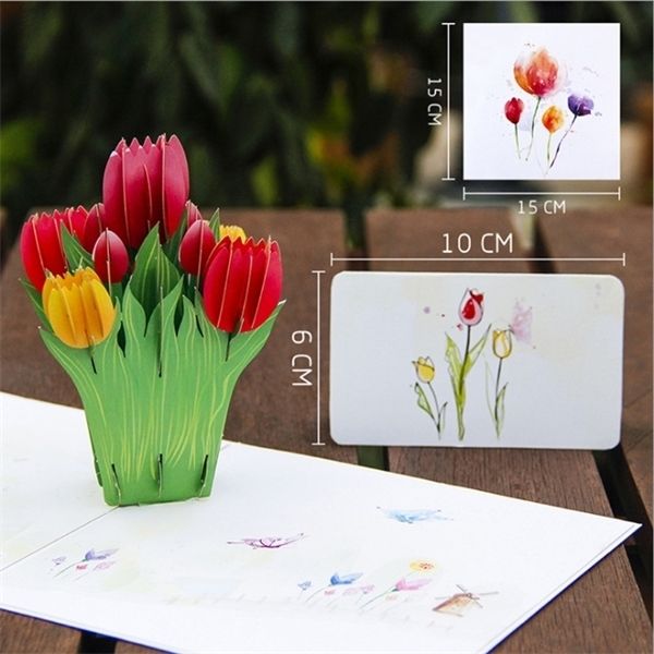 

3d up tulips flowers greeting card christmas birthday new year invitation nov17