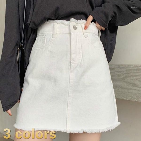 

skirts women high waist a-line solid pocket mini button simple causal korean style chic daily womens all-match streetwear trendy1, Black