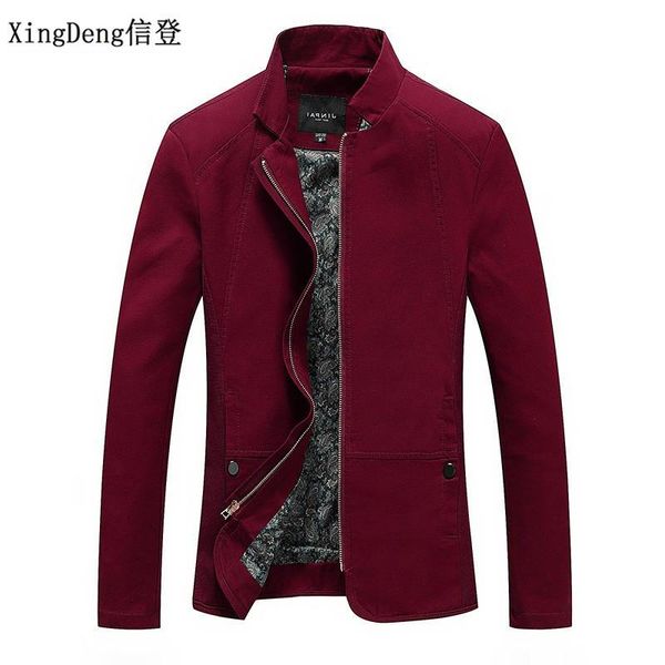

men's jackets xingdeng fashion casual jacket fit solid color comfortable coat zipper stand neck collar spring autumn outwear clothes, Black;brown