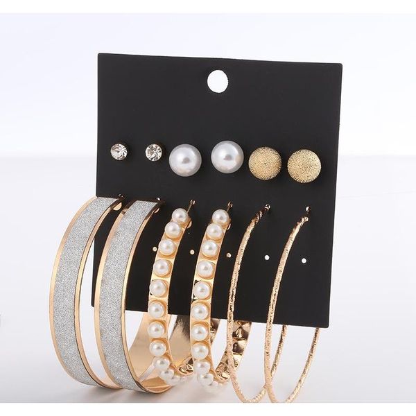 

new hoop large earrings european american exaggerated tassel earrings pearl heart cz stud round earrings double wmtjpl luckyhat, Golden;silver