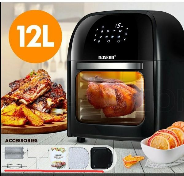 

10l/12.7qt electric air fryer oven turbostar rotisserie dehydrator led large capacity chicken frying machine 5in1