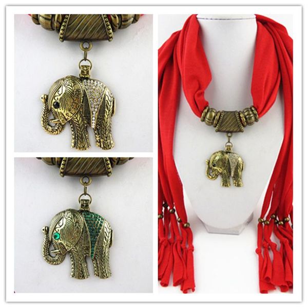 

scarves ethnic polyester tassel elephant pendant scarf jewelry necklace fashion solid women alloy fitting shawl diamond scarve, Blue;gray
