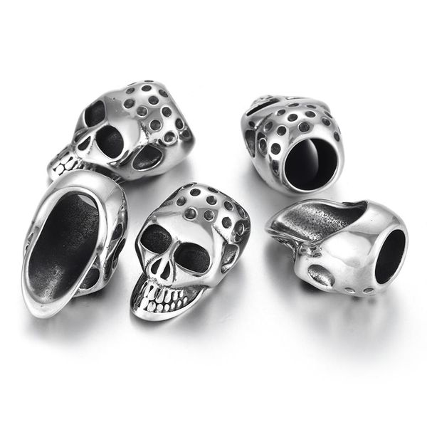 

бусы из нержавеющей стали череп большое большое отверстие 6 8 мм подвески слайдер diy мужчины браслет кожаный шнур изготовление ювелирных из, Bronze;silver