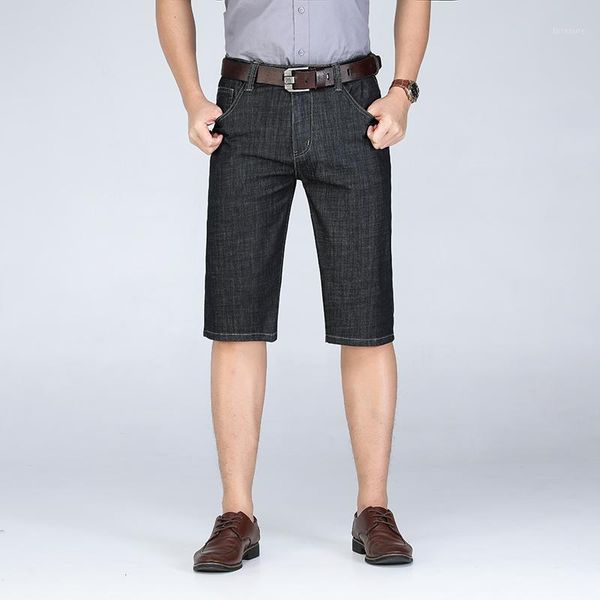 

2019 new mens short jeans cotton summer style shorts thin breathable denim shorts men fashion elastic jeans male size 28-44 461, Blue