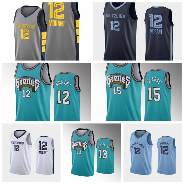 

men ja jaren morant jackson jr. brandon 15 clarke memphis grizzlies classic teal anniversary jersey, Black;red