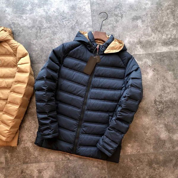 

mens down jackets 2020 winter parkas classic outerwear men's puffer coats pocket jackets letter pattern mens, Black