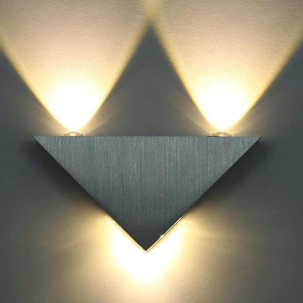 

new 3w aluminum triangle led wall lamp ac85-265v high power modern home lighting indoor and outdoor decoration multicolour light