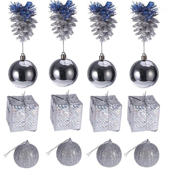 

christmas decorations 16pcs colorful mini glitter balls pinecones gift boxes tree pendant xmas hanging decoration1