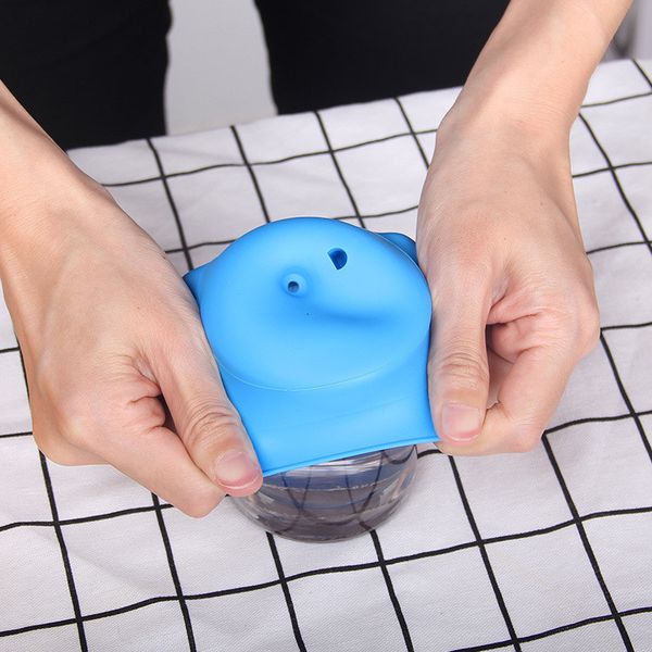 

leakproof bottle water silicone lid cap baby anti-spilled toddler drinking leaning straw cup cover