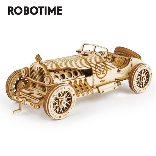 Robotime 1:16 220PCS Классический DIY подвижный 3D Grand Prix автомобиль деревянная головоломка игра сборка игрушки подарок для детей подростки взрослых MC401 201218