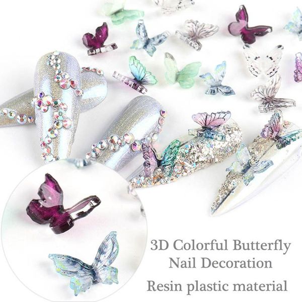 

36pcs / коробка 3d бабочки кусочек ногтя блестки хлопья блеск для ногтей art decoration красочный маникюрные инструменты искусство украшения, Silver;gold